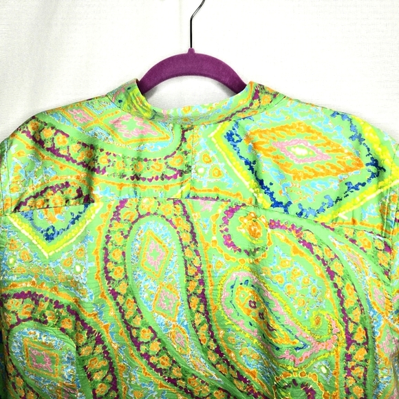 Lauren Ralph Lauren 3/4 Sleeve Paisley Print Blouse/top. Pink/green. 2X - Picture 11 of 12